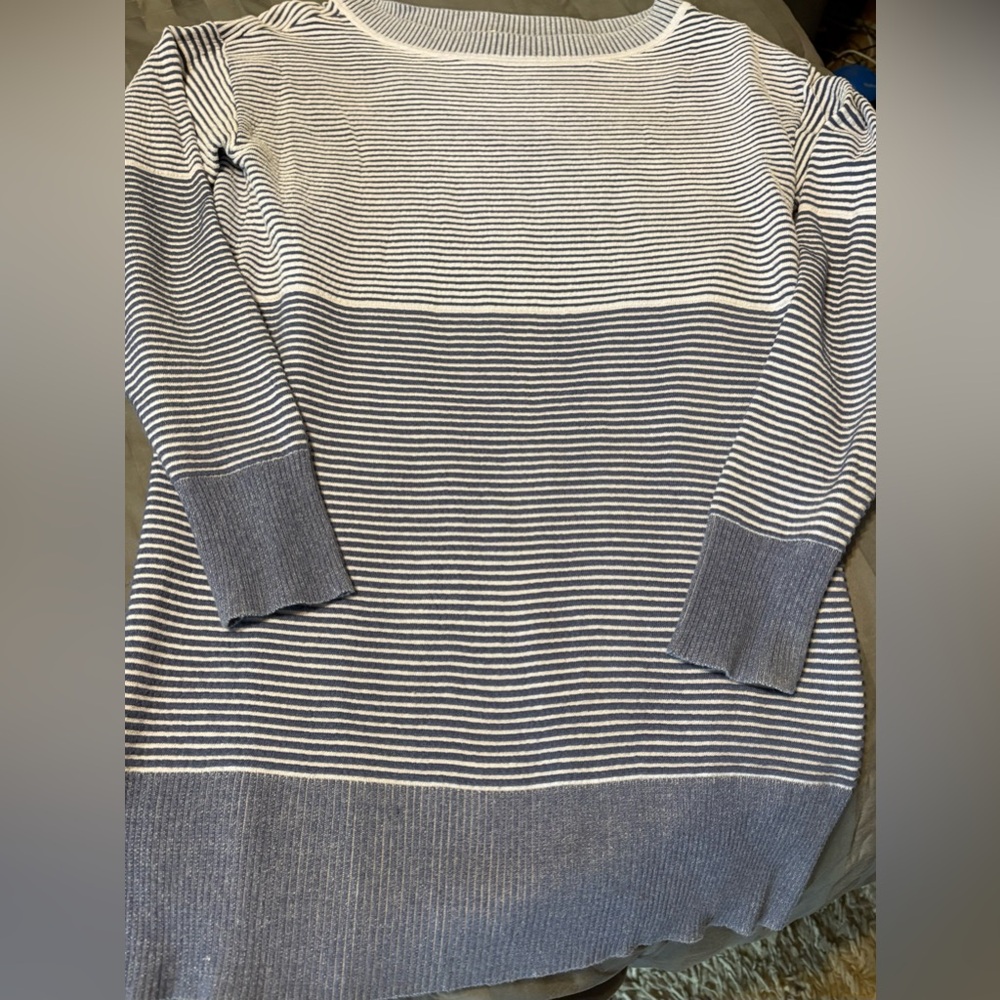 Navy and White Striped Sweater